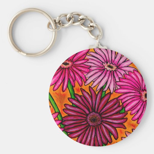 Funky Geber Daisies Floral Key Chain