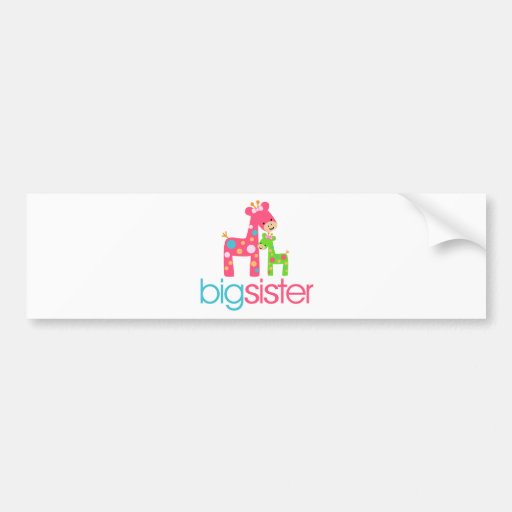 Funky Giraffe Big Sister Tshirt Bumper Stickers