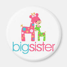 Funky Giraffe Big Sister Tshirt Fridge Magnets