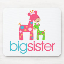 Funky Giraffe Big Sister Tshirt Mouse Pads