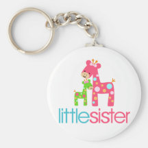 Funky Giraffe Little Sister tshirt Keychain