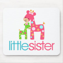 Funky Giraffe Little Sister tshirt Mousemat