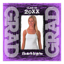 Funky Graduation Invitation Purple Scratch Square