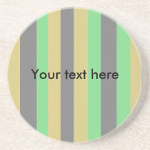 Funky green gold black stripes diagonal pattern beverage coaster