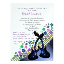 Funky Guitar Music Bat Mitzvah Personalized Announcements