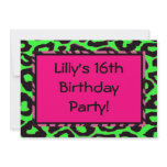 Funky Hot Pink Zebra Cheetah Set invitations