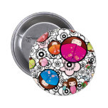 Funky Japanese Kokeshi Dolls button