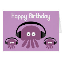 Funky Jellyfish DJ Birthday Greeting Card