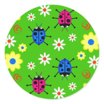 Funky Ladybugs Round Sticker
