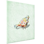 Funky Little Whimsical Doodle Bird Paisley Green canvas prints