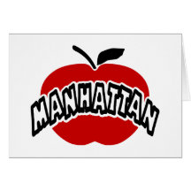 Funky Manhattan Outline Cut Out Of Big Red Apple Cards
