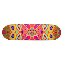 Funky Orange Kaleidoscope Tiki Face TBA TOP 10 Skate Board Deck