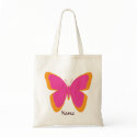 Funky Pink and Orange Butterfly Tote Bag
