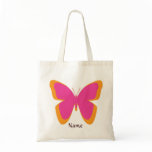 Funky Pink and Orange Butterfly Tote Bag