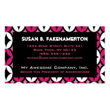 Funky Pink Black & White Oval Star Business Card