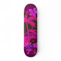 Funky Pink Tropical Skateboard