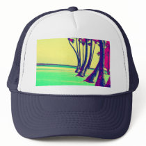 funky psychedelic beach design mesh hats