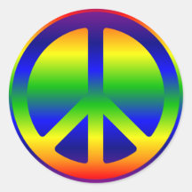 Funky Rainbow Peace Symbol Stickers