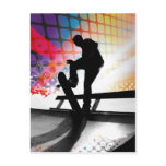 funky rainbow skater abstract postcards