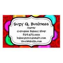 Funky Red Elephant Concentric Circles Mosaic Business Card
