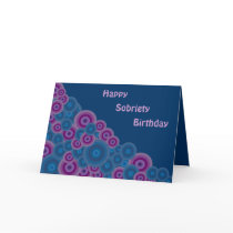 Funky Retro Circles Sobriety Birthday Card