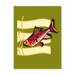 Funky Retro Green and Red Tropical Fish postcards
