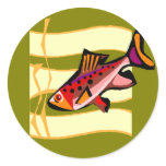 Funky Retro Green and Red Tropical Fish Sticker