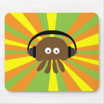 Funky Retro Jellyfish With Headphones Psychedelic Mousepad