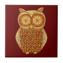 Funky Retro Owl Groovy Ceramic Tile