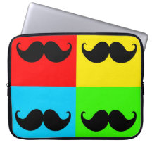 Funky Retro Pop Art Mustache Moustache Stache Laptop Computer Sleeve