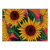 Funky Sunflowers Note Card