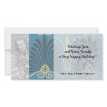 funky taupe and blue ancient damask customized photo card
