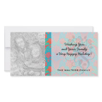 funky tropical colours damask.ai customized photo card