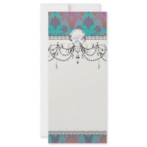 funky turquoise and magenta  damask.ai customized rack card