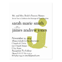 Funky UpBeat Modern Monogram Wedding Invitation Post Card