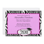 Funky Zebra Stripe 5x7 Graduation Announcement invitations