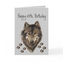 Funny, 39th Forty Nine  Birthday Wolf, Wolves Greeting Cards