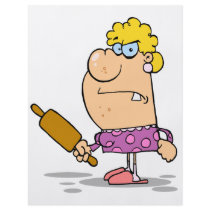 funny angry wife with rolling pin full colour flyer