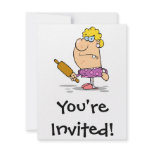 funny angry wife with rolling pin invitations