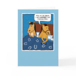 Funny anniversary card: Horses in Bed