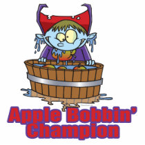funny apple bobbing champion cartoon photo sculpture