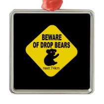 Funny Australian Sign. Beware of Drop Bears. Christmas Ornaments
