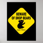 Funny Australian Sign. Beware of Drop Bears. Posters