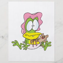 funny baby girl froggy frog in bonnet cartoon flyer