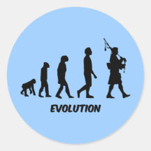 Funny bagpipes round sticker