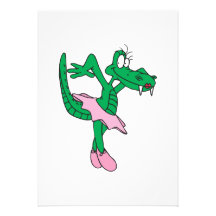 funny ballerina alligator custom invites