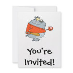 funny baseball bulldog cartoon character invitations