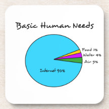 Funny Basic Human Needs for computer enthusiasts Drink Coaster
