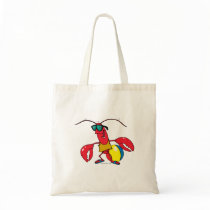 funny beach going  lobster cartoon bag
