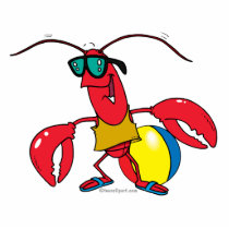 funny beach going  lobster cartoon photo cutouts